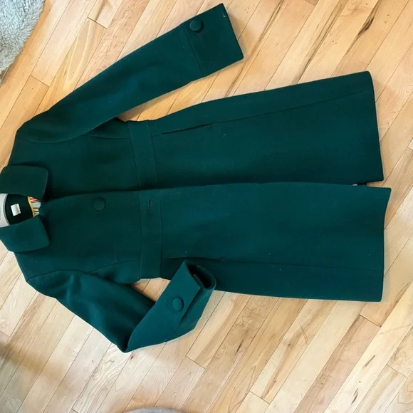 Chic Forest Green Dress Coat for Women - Picture 2 of 5